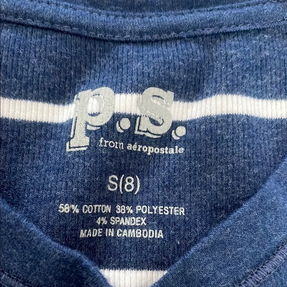 Aeropostale Navy and White Striped Long Sleeve Tee - Picture 8 of 10